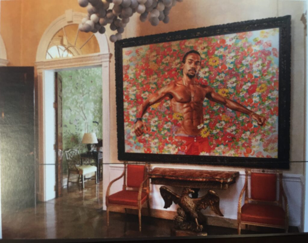 Kehinde Wiley's portrait of Santos Dumont, hanging in the US Ambassador's Residence in London
