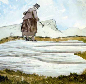 Mary Anning, the original "vinegar" woman. By Henry De la Beche. Used with permission of Roderick Gordon