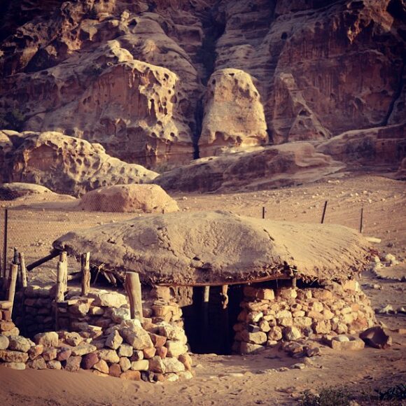 Reconstruction of a roundhouse at Beida. Image by Brenna