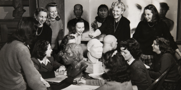 Harriett Allyn teaching (landscape background)